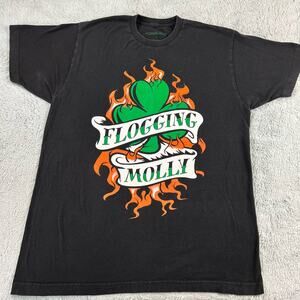 Flogging Molly Graphic Band T-shirt Women's size large Clover flames